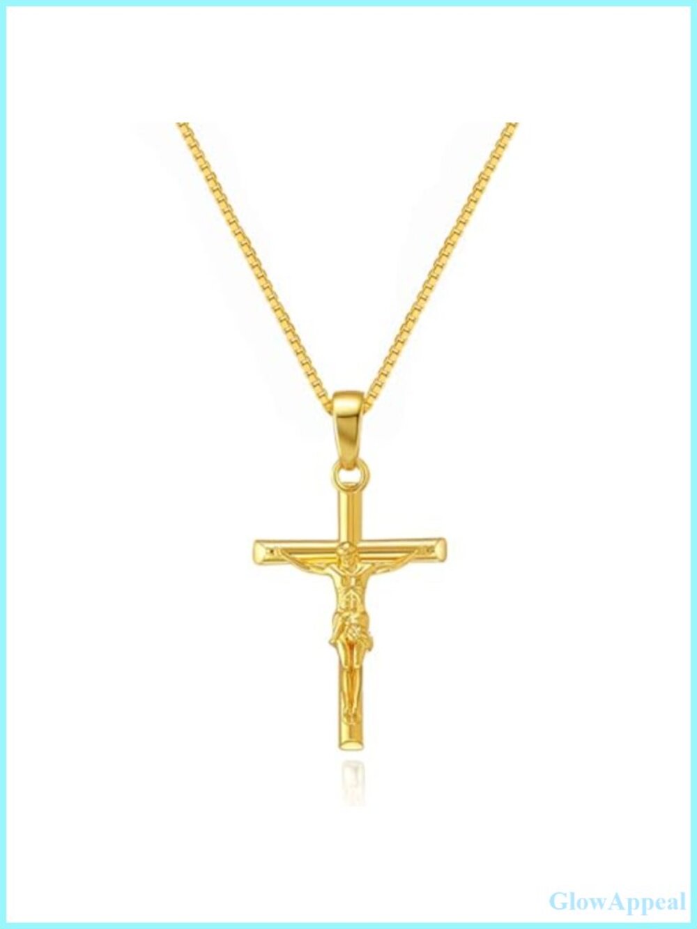 Gold Plated Crucifix Cross Pendant Necklace 18 Inch Lobster Clasp Religious